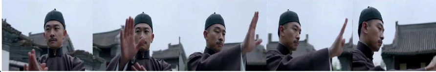 ShotVerse论文图3中第一个镜头的五帧，人物视角随环绕逐渐变化
